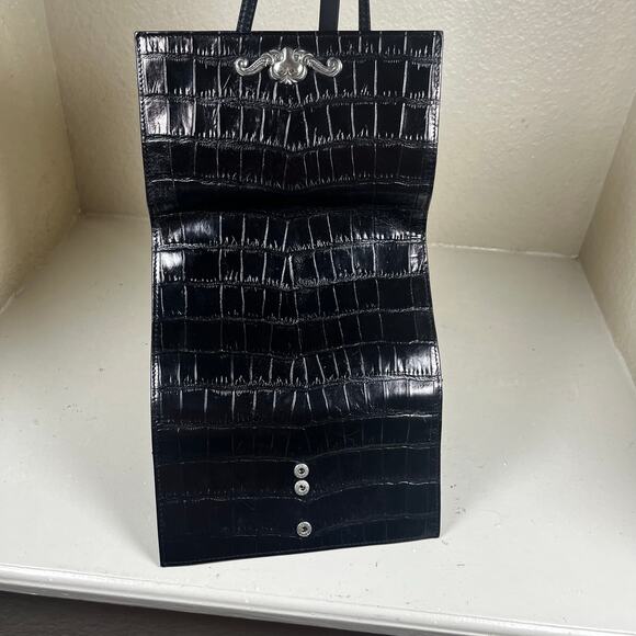 Brighton Crocodile Black Leather Crossbody Wallet Purse - Picture 4 of 7